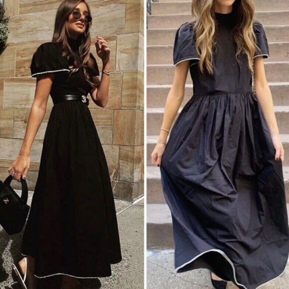 NWT Rhode Heidi Black Rhinestone Maxi Dress Size 4 - Picture 1 of 12